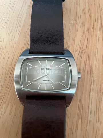 Diesel Square men's wristwatch with brown leather strap - working condition