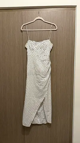 ZARA White Polka Dot Midi Dress (size S)
