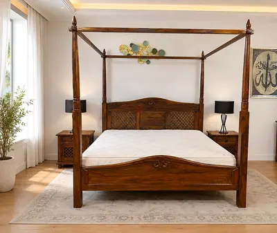 Marina Home Solid Wood Four Poster Bed Set