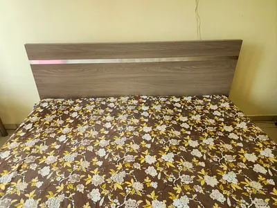King size wooden bed frame with headboard - good condition with mattress
