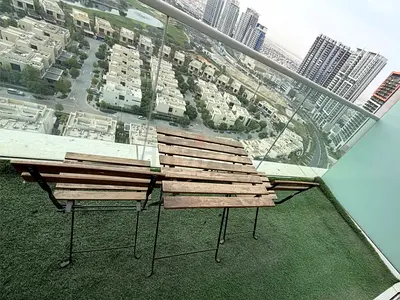 Wooden Folding Balcony Table and Two Chairs - Compact Outdoor Set