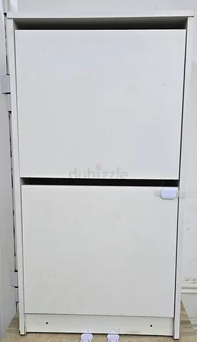 White 2-Tier Shoe Cabinet / Small Storage Cupboard