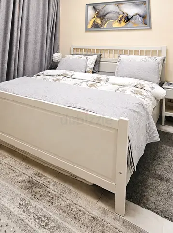 Solid wood White king bed set IKEA
