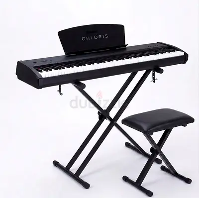 Chloris CDU 45 Digital Piano Portable Performance Bundle with Double-X Stand and Padded Bench