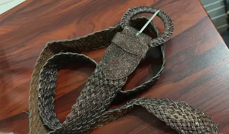 Sparkly Brown Braided Belt with Round Buckle