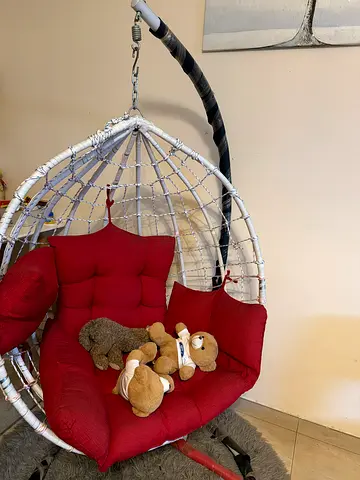 Hanging Egg Chair with Red Cushion (Good Condition)