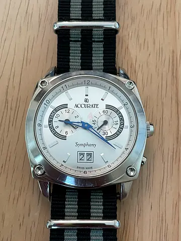 Accurate Symphony men's stainless chronograph watch with NATO strap