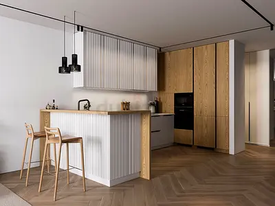 Luxury Custom Kitchen Dubai | Fluted & Matte MDF | Kitchen Island