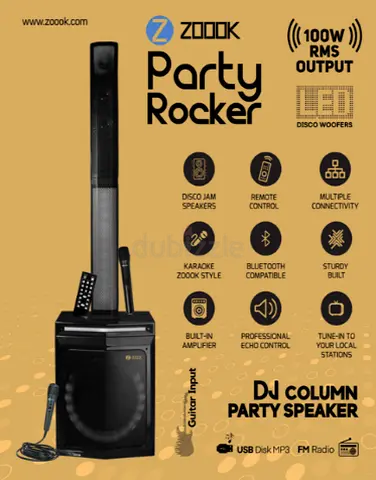 Zoook Party Rocker DJ Column Party Speaker - 100W RMS, Bluetooth, Karaoke
