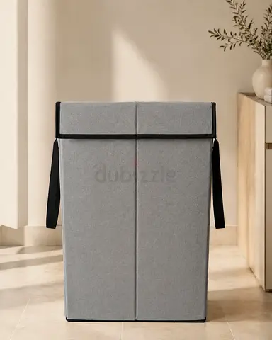 Foldable Fabric Laundry Hamper with Lid and Handles - Grey