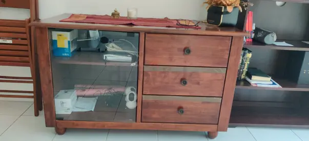 Solid Wood Sideboard / TV Unit with Glass Door and Drawers