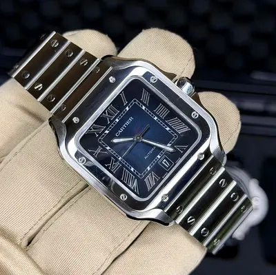 Cartier Santos blue dial Men’s Watch 1:1 Clone With Box and Card