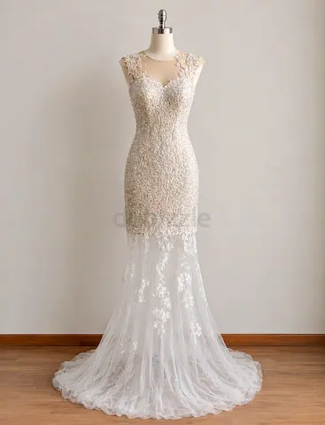 CUSTOM-MADE BEADED GOWN — RENT OR SALE