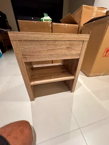 Wooden Bedside Nightstand with Shelf
