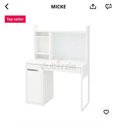 IKEA MICKE Desk with High Add-on Unit White