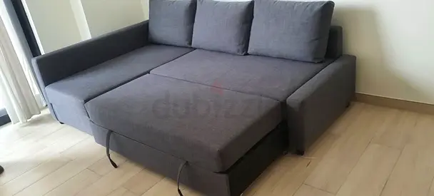 Comfortable Dark Grey L-Shaped Sofa Bed