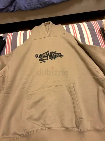 Graphic beige hoodie for sale