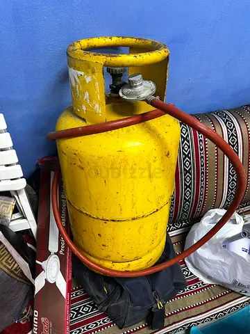 Used Yellow LPG Gas Cylinder with Hose - Good Working Condition