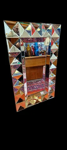 Large Decorative Geometric Mirrored Wall Mirror