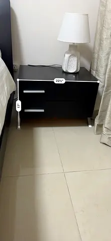 Black 2-drawer bedside table / nightstand in good condition
