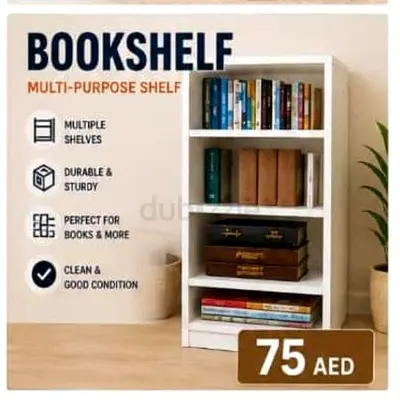 Compact White 4-Shelf Bookshelf - Good Condition