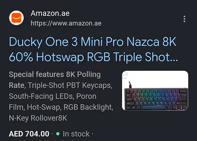Ducky One 3 Mini Pro Nazca 60% Hot-swap Mechanical Keyboard (RGB, PBT) - Like New