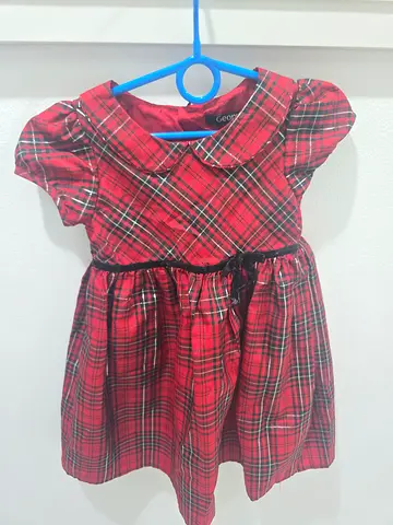 Red Tartan Plaid Girls Dress - Party/Occasion Wear (Small)