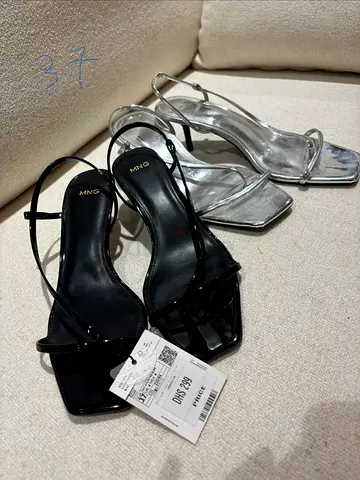 Mango Black and Silver Heels - Size 37/ UK 4