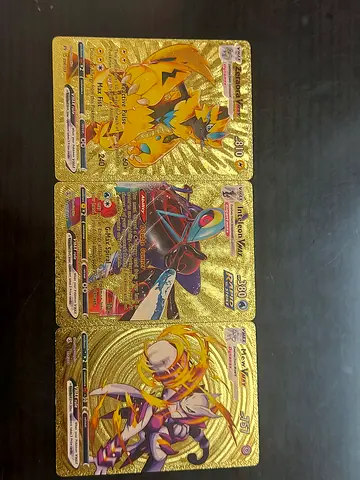 Set of 3 holographic Pokémon Gold Cards — Zeraora V, Inteleon VMAX, Mewtwo VMAX