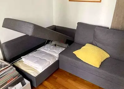 Grey Sectional Sofa Bed with Under Seat Storage