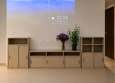 Light Oak Modular TV Unit with Storage Cabinets (3-piece set)