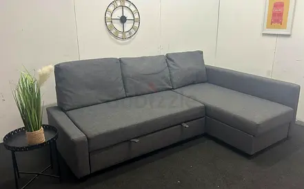 Comfortable Grey L-Shaped Sofa Bed