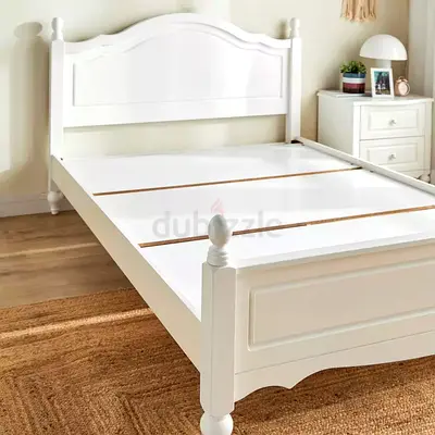 White Wooden Double Bed Frame - 120 x 200 cm (Aurora)