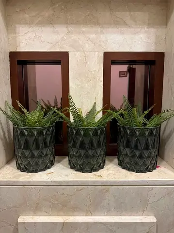 Set of 3 Regal Decorative Green CRYSTAL Planters (Indoor/Outdoor) - Good Condition