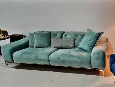 Green Turquoise Velvet 3-Seater Sofa cum bed with Gold Legs ( Sofa bed) Excellent Condition