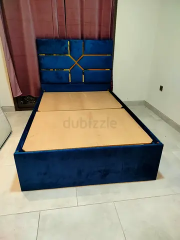 Blue Velvet single Bed Frame with Headboard - Good Condition