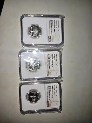 Set of 3 NGC-graded 1999 Silver State Quarters PF69 UCAM (CT, NJ, PA)