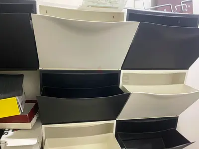 Stackable Wall-Mounted Storage Bins in Black & White (Set)