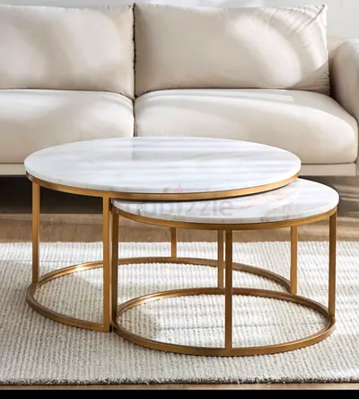 2 pcs marble top coffee set