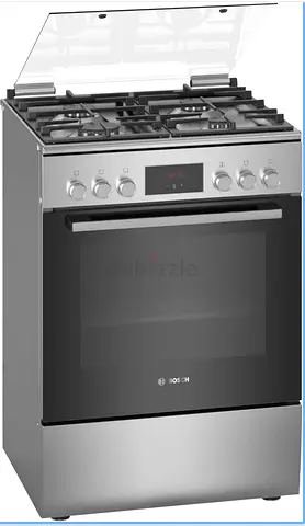 Bosch Freestanding Gas Cooker, 66L, 4
Burners, 3D Hotair, EcoClean Direct, Stainless Steel
