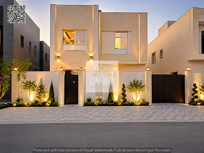 Own a villa for sale, ground and first floor, opposite a garden, freehold villa design, Dubai, on S