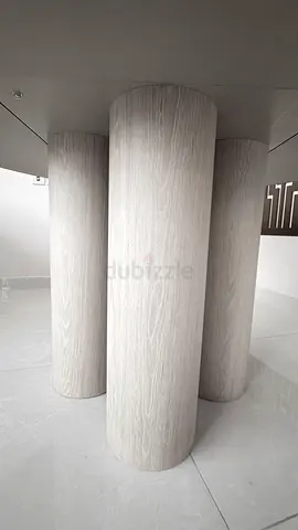 Modern round wooden table base with textured finish (set of 3 columns) from 2XL