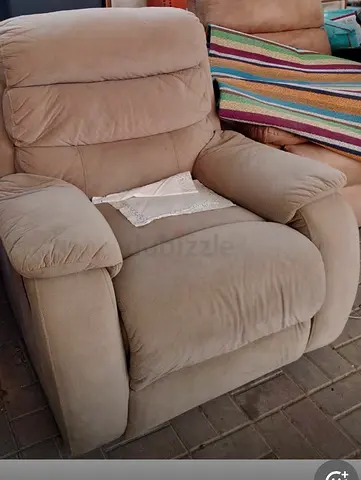 Beige Recliner Armchair — Comfortable Single Seater