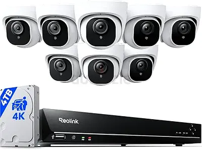 Reolink 4K Ultra-HD Security Camera System with Person & Vehicle Detection, Wired PoE System with 8