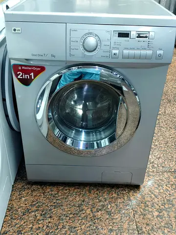 LG 2-in-1 Front Load Washer Dryer 7kg / 5kg - Silver, Good Working Condition