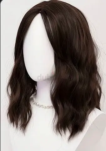 Karkafi Medium Length Wavy Brown HUMAN HAIR Wig (pic is just for illustration)