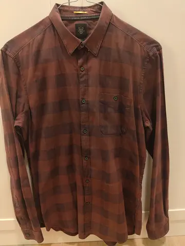 Brown checked long-sleeve men's shirt - size M
