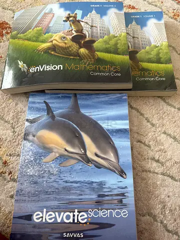 Envision Mathematics Common Core (Volumes) and Elevate Science for grade 1