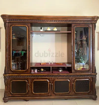 Large Vintage Wooden Entertainment Center / Display Cabinet