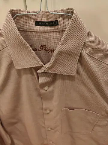 Light beige men's long-sleeve casual shirt - PermaPress, size M good condition